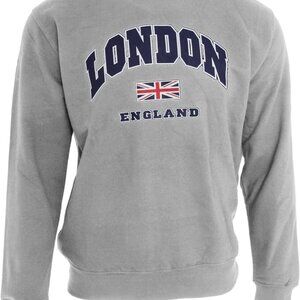 Unisex Sweatshirt London England British Flag Design Size XL Gray NWT